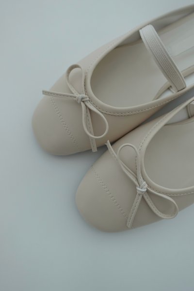 奶油蝴蝶結平底拖鞋