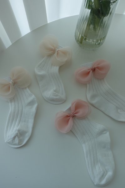網紗蝴蝶結襪子